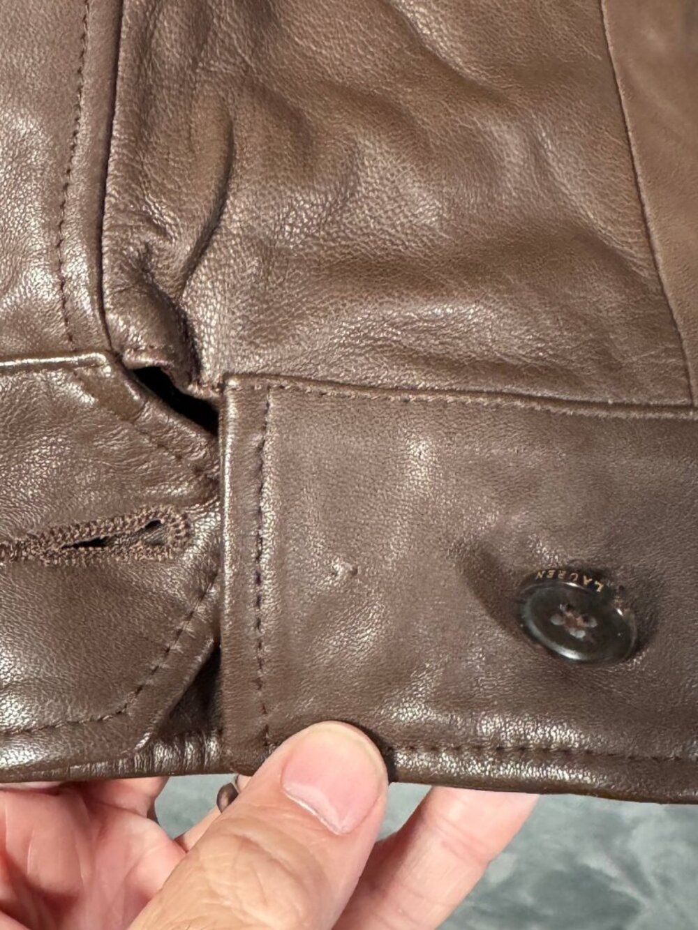 Polo Ralph Lauren Leather Jacket Mens M Brown Full Zip Plaid Lined Core Replen - Picture 8 of 13